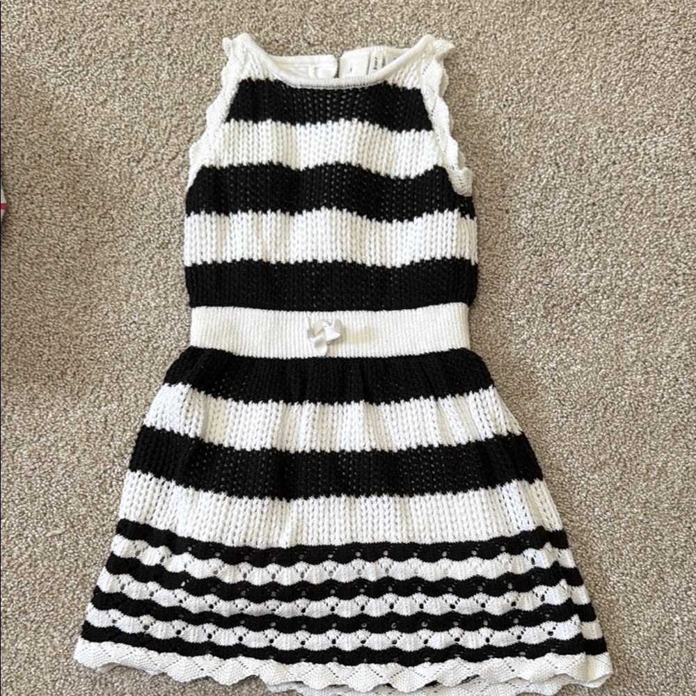 Janie and Jack 2T Black & White Striped Knit Girls' Dress